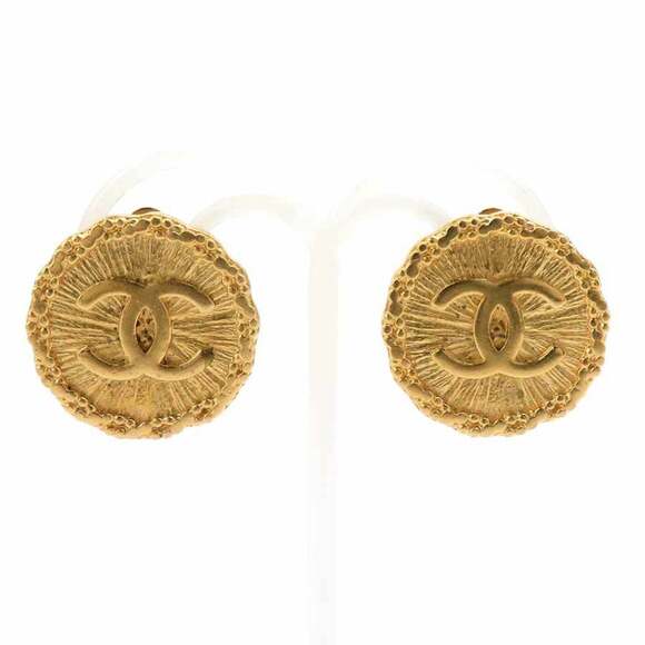 CHANEL Coco Mark Metal Gold Earrings for Women e61450i